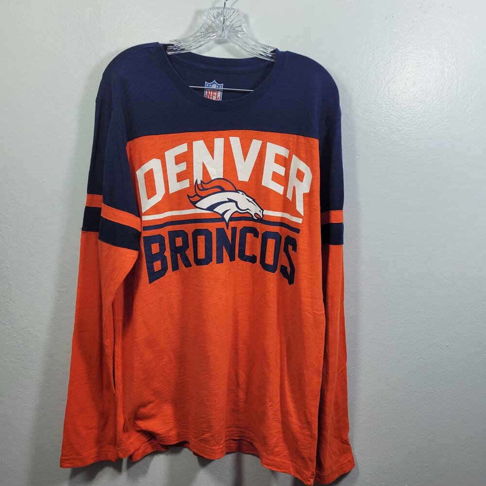 Denver Bronco's Men's Orange & Navy NFL Long Sleeve T Shirt Size L 12925-1243 - Picture 6 of 6